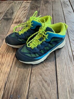 Merrell Moab Speed Mid Waterproof Hiking Boots - Kids' Blue/Navy/Yellow, Size 1